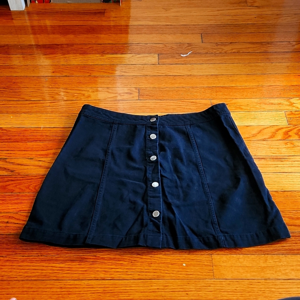 Black Mini Skirt with Silver Buttons